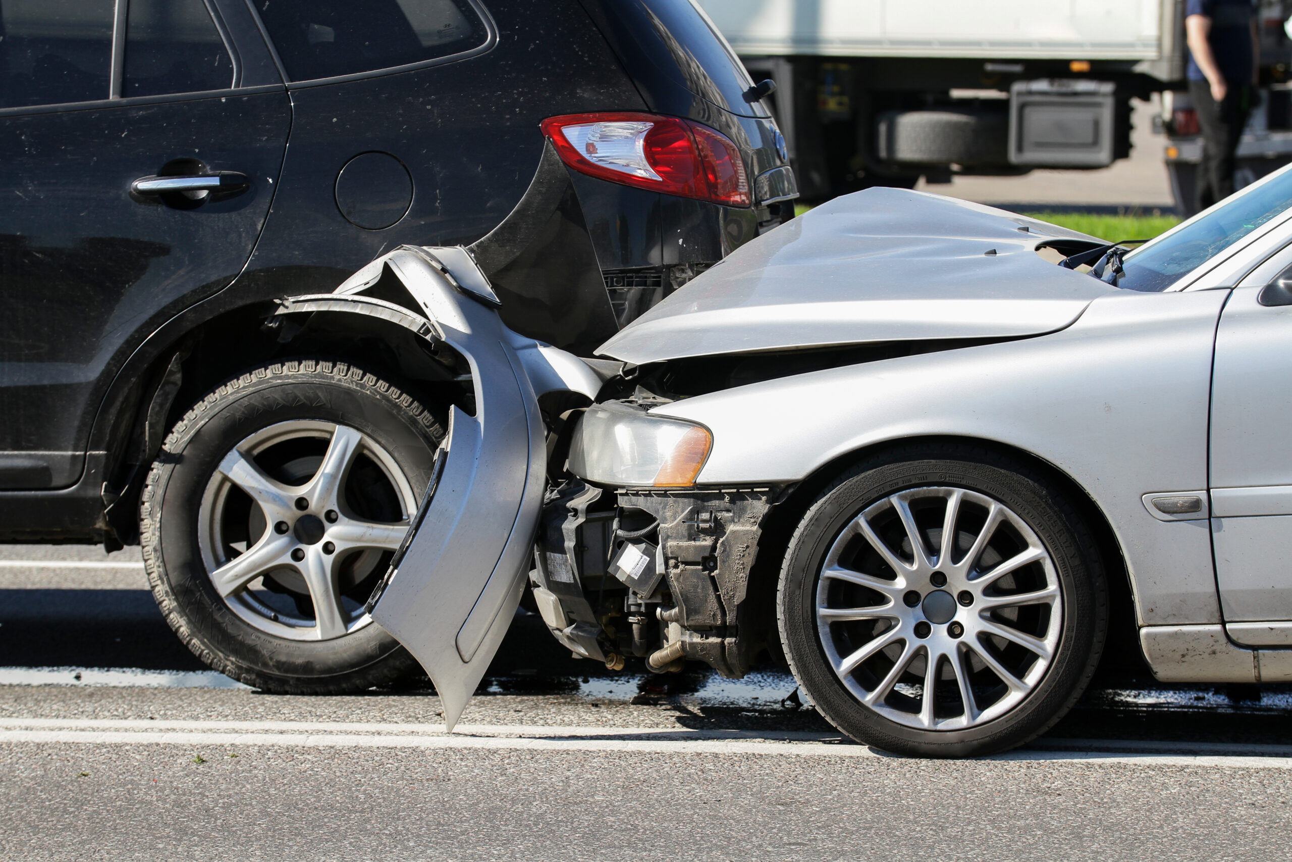 Two cars involved in a collision or crash Two cars involved in a collision or crash