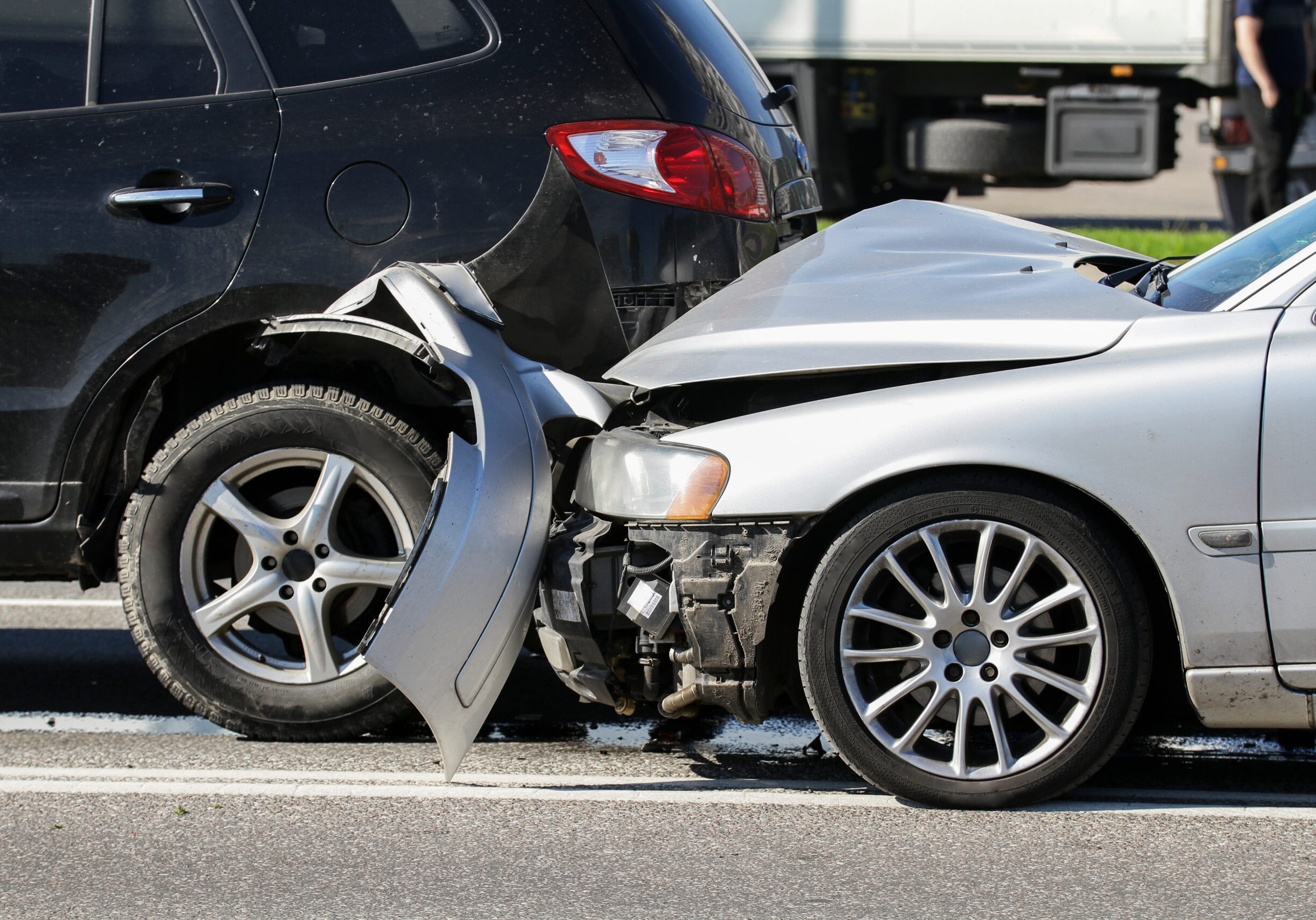 Two cars involved in a collision or crash Two cars involved in a collision or crash